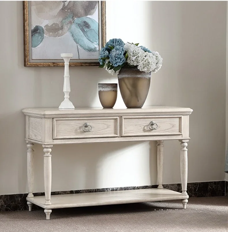 American solid wood entrance cabinet, retro and old sofa back in the living room, entrance table display table in several foyers