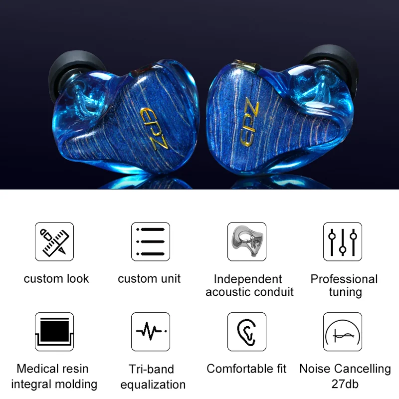 EPZ 620 6BA Monitor IEM Earphone HIFI  In Ear Earbuds MMCX Single Crystal Copper Silver Foil Cable