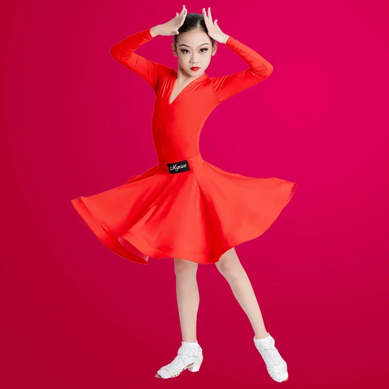 Vestido de baile latino para niñas, vestidos de baile de salón para niños, Salsa, Rumba, Cha, Samba, Tango, falda superior, ropa de actuación de escenario