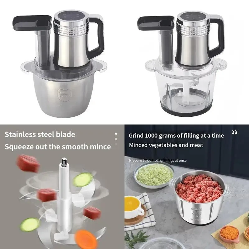 Electric Meat Grinder Stainless Steel Food Chopper Automatic Kitchen Mincer 2L 3L Capacity Home Use