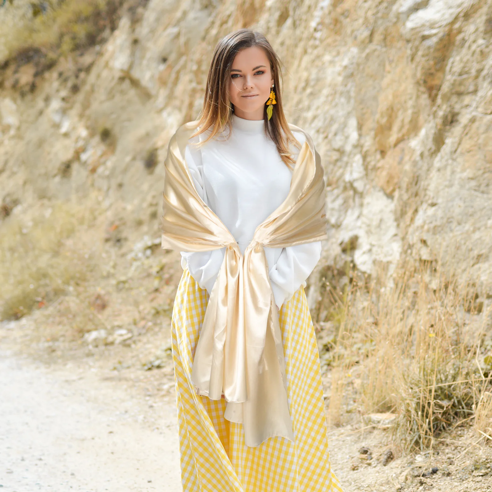 

Satin Bridal Shawl Wrap Women's Elegant Solid Color Formal Long Evening Wrap Wedding Dress Bridesmaids Dressy Shawl