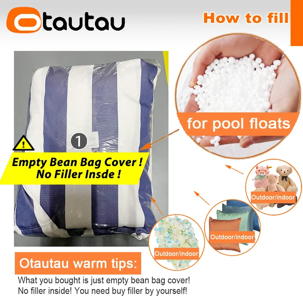 OTAUTAU Outdoor Swim Pool Bean Bag Cover Beach Salon Event Movies Lounger DD206【No Filler!You Need To Fill It By Yourself!】
