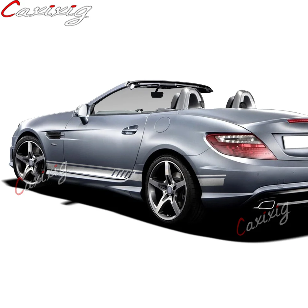 Car Door Side Skirt Stripe Sticker Decal For Mercedes Benz SLK SLC Class R170 R171 R172 AMG SLK200 250 55 Accessories