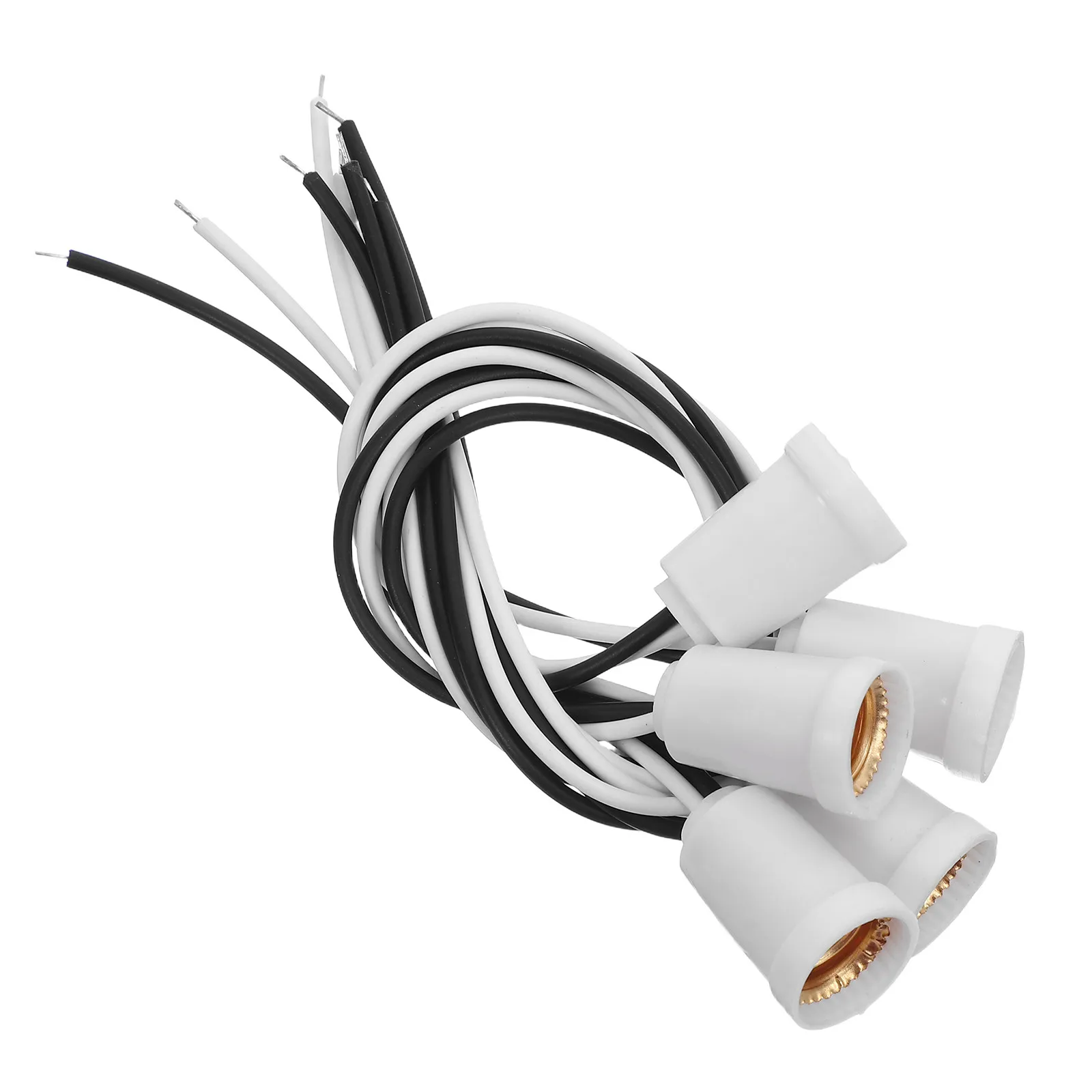 5Pcs E12 Light Socket White Hanging Bulb Holder Screw Lamp Fitting Parts Base with Cord for Dining Room Living Room Lighting