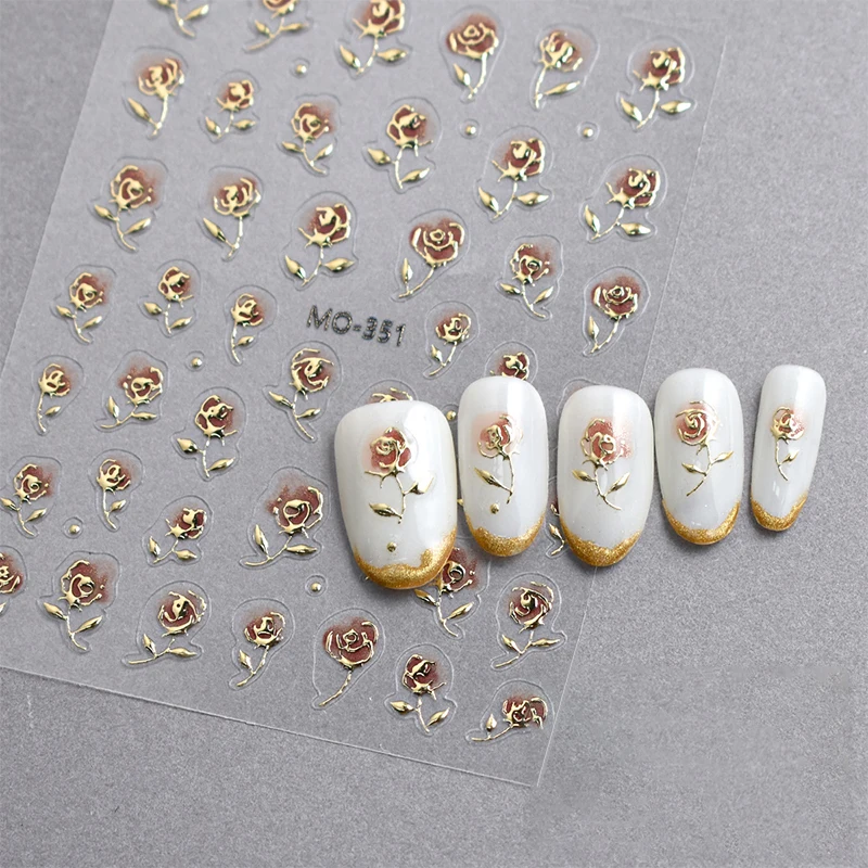 Neue Rose Blume 3d Nagel aufkleber Zubehör Nail Art Dekoration selbst drückend auf Maniküre Aufkleber Damen Maniküre liefert Aufkleber