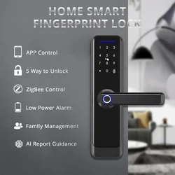 Zigbee Smart Lock Work with Tuya App Core Cylinder Home Security Door Lock Encryption Fingerprint Password Unlock With Doorbell