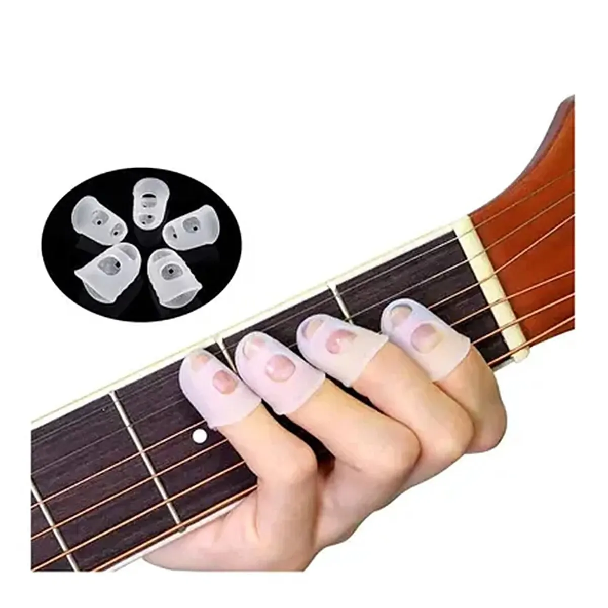 Miwayer 10 stücke silikon gitarren finger transparent gitarre fingers pitzen protektoren für ukulele gitarre rutsch feste fingers chutz