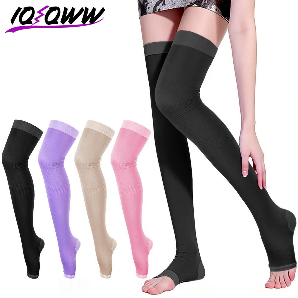 1Pair Sheer Leggings for Women, Compression Thigh High Stockings with Elastic Toe Footie Socks, Universal Fit