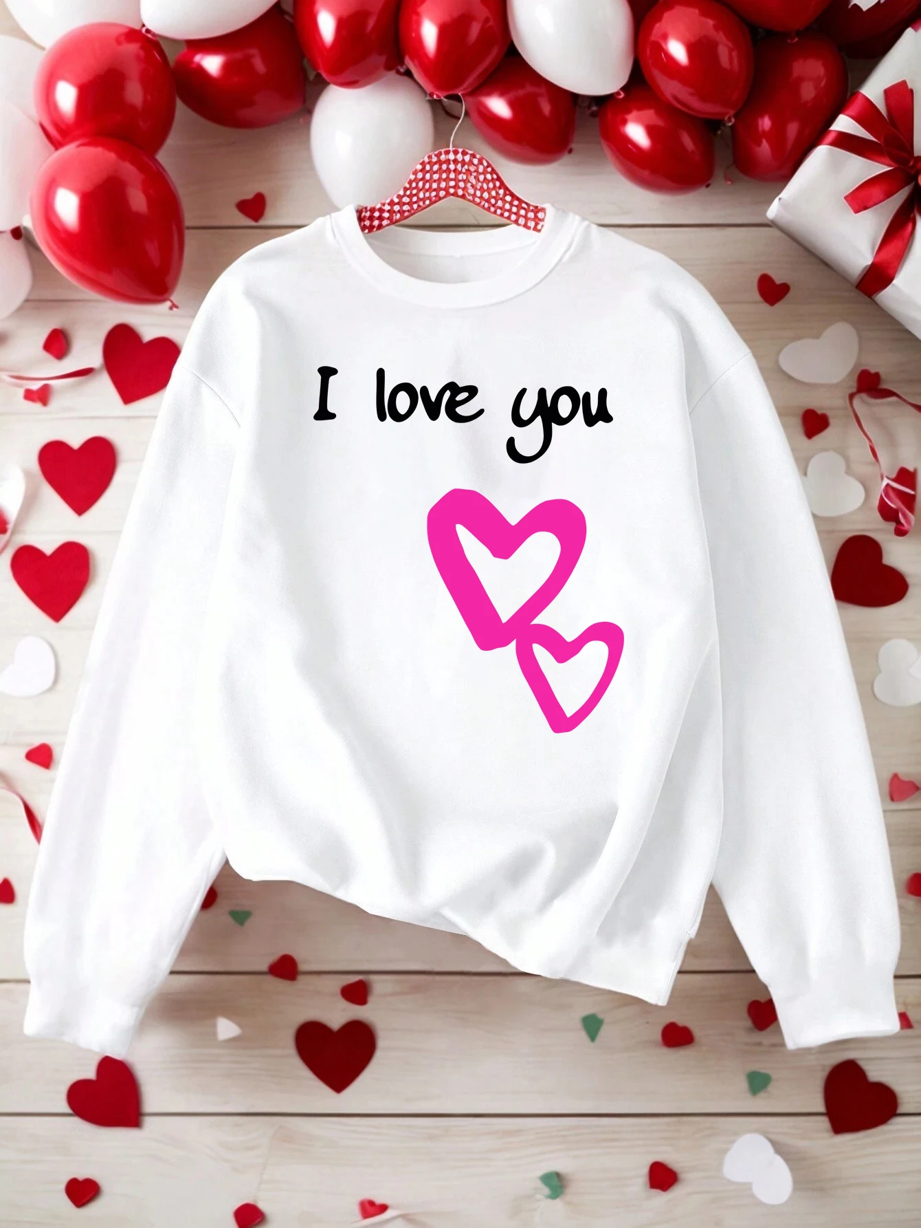 

I Love You Hearts Printing Women Sweatshirt Hip Hop O-Neck Pullovers Autumn Comfortable Streetwear Fleece Woman Clothing