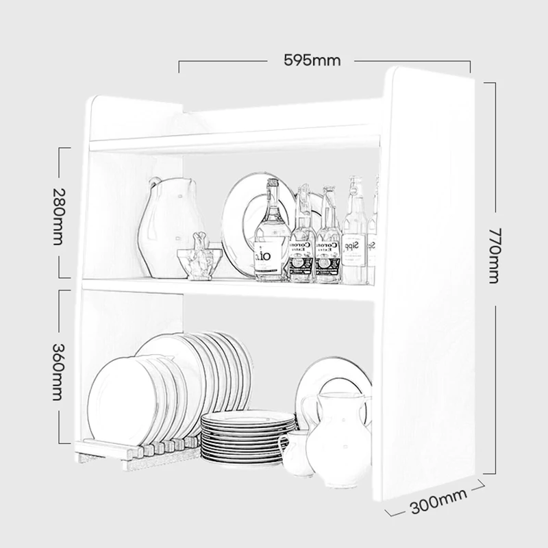 White upper shelf storage rack 2-speed all-use storage kitchen table storage rack