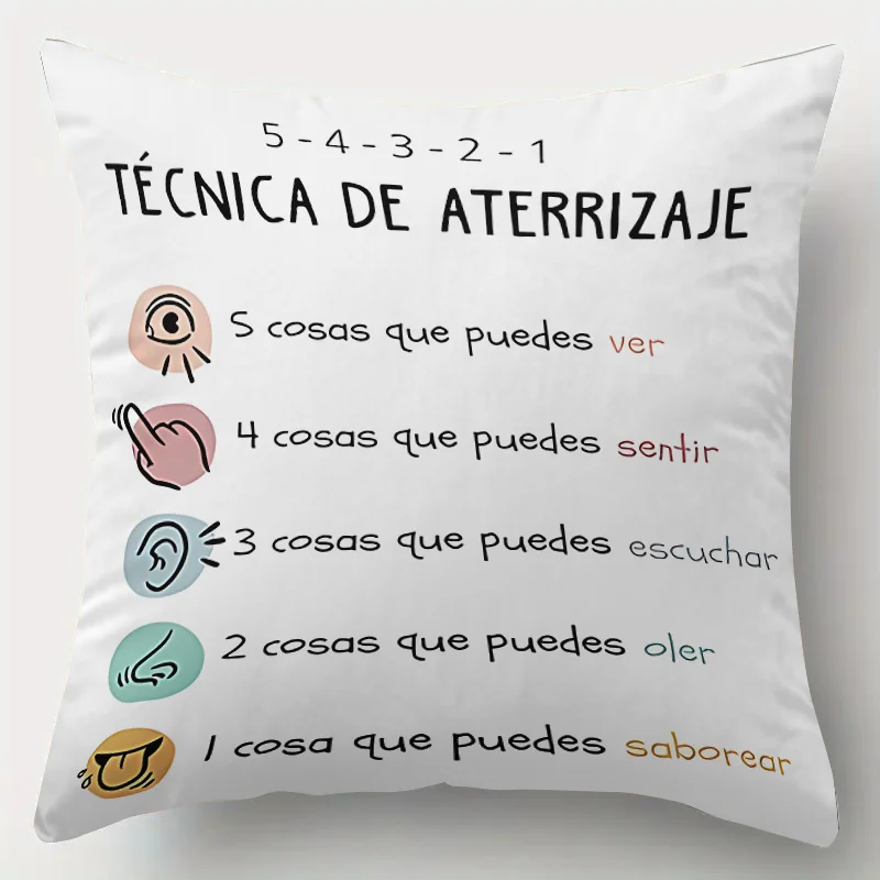 5 4 3 2 1 Grounding Technique Pillow Cover for Mindfulness Stress Relief Decor