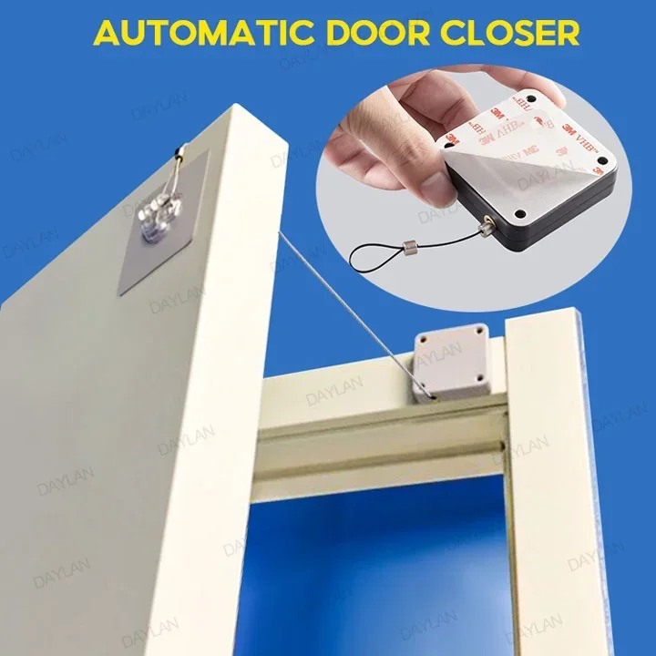 1 piece of simple buffer door closer, cord automatic door closer, home punch-free automatic door closer, lazy man\'s artifact