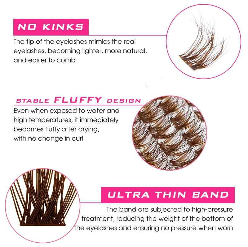 Abestyou Brown Clusters Fluffy Short Mixed Tray 8-16mm Mink Natural Lashes Thin Lighter Reusable Fish Tail Lash Marron Colored
