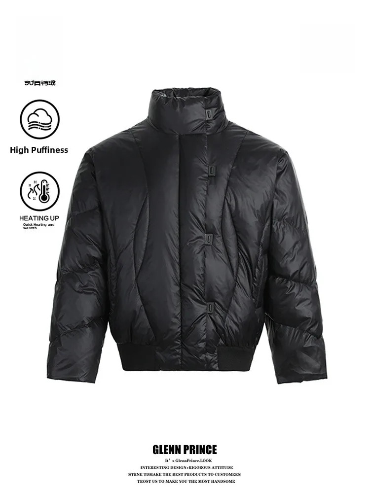 

GPstudio Men's Puffer Jaet High Fill Power Bread Design Collar down Coat Urban Casual ort Sle Windproof Warm Polyester