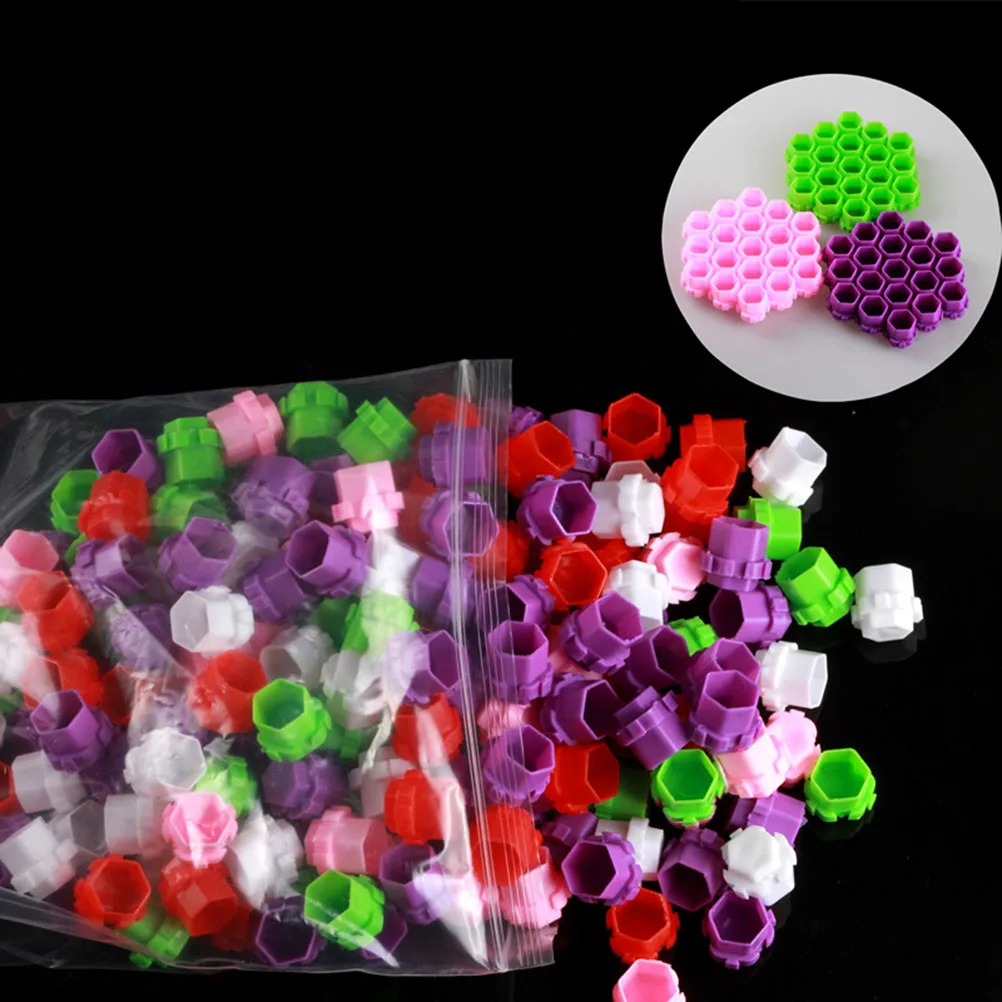 

200pcs Honeycomb Color Cup Ink Cup Paint Cup Pigment Cups Plastic Ink Cup for Painting Use (Pink)