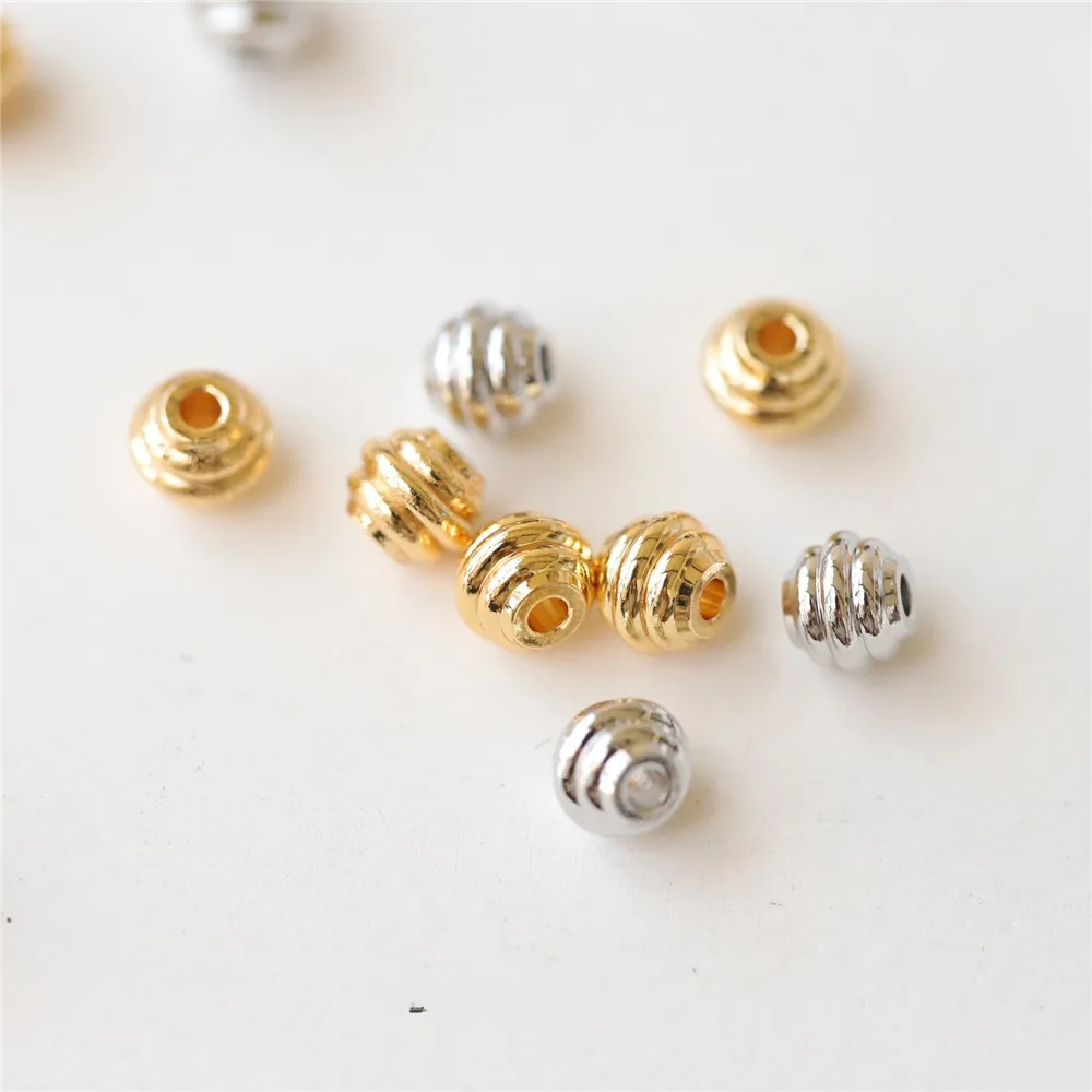 

Copper-plated Real Gold Simple Ring Lantern Beads Loose Beads Beaded Bead Spacer Bracelet Necklace DIY Handmade Accessories