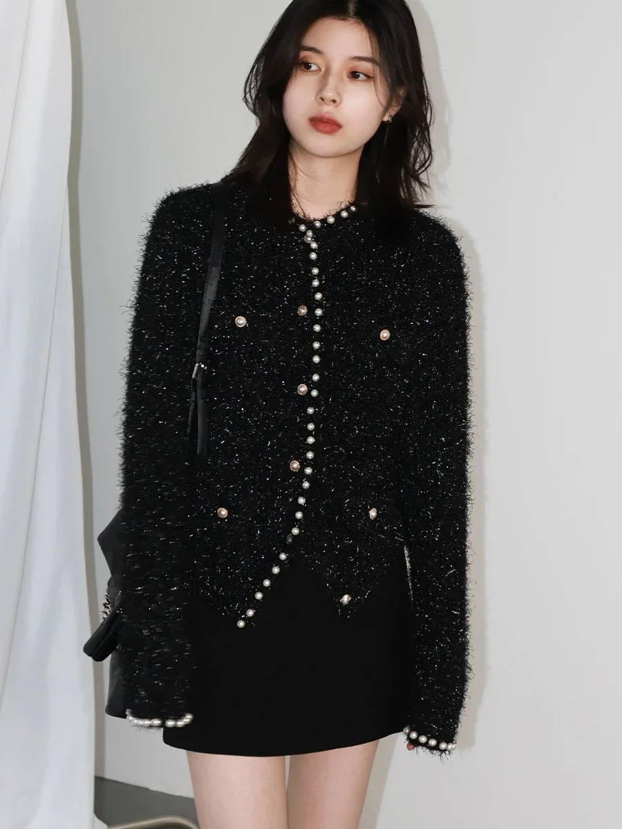 CHIC VEN New Women Knitted Cardigan Single Breasted Black Female Sweater Ladies Jacket for Woman Winter Autumn 2023