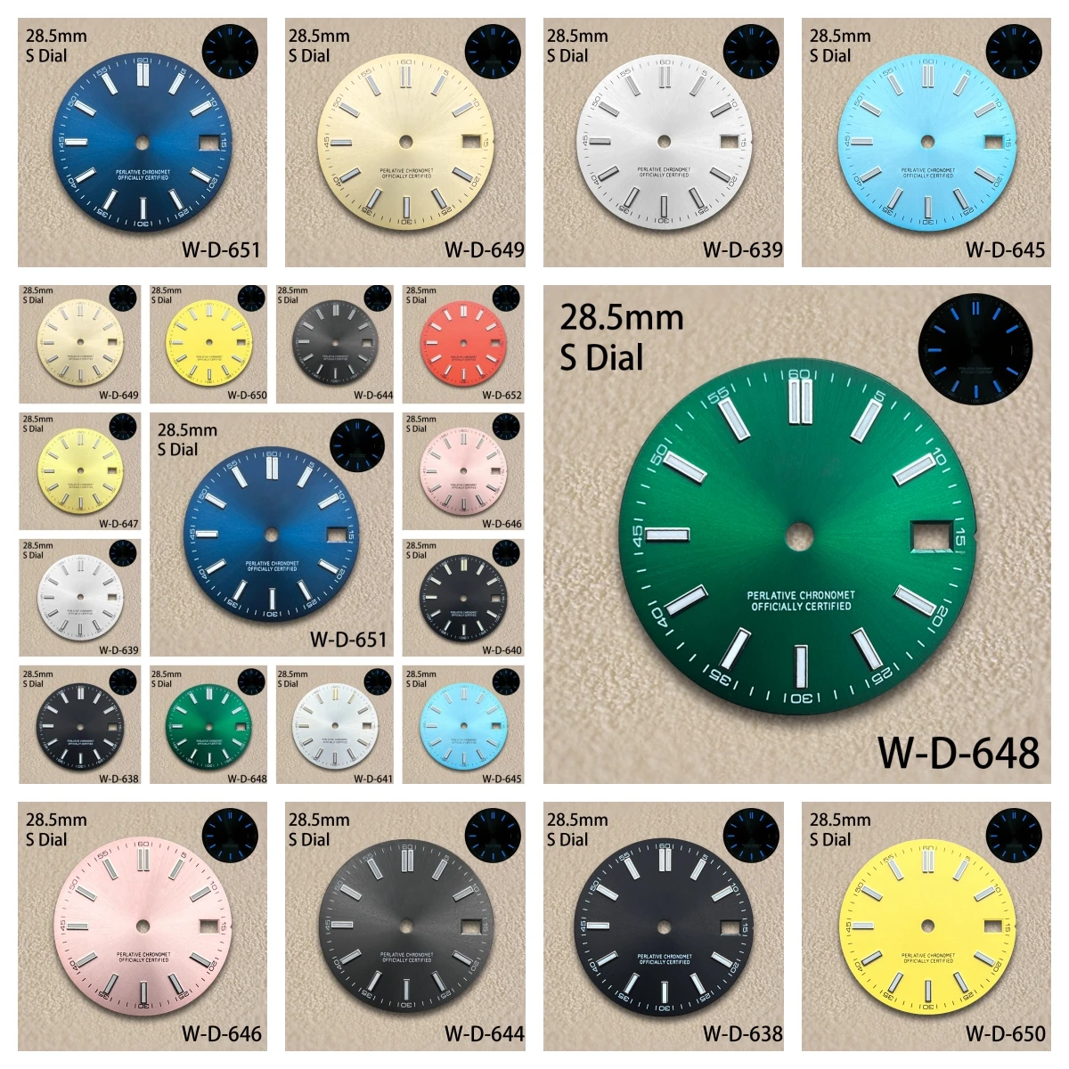 

28.5mm S Logo Sunray Dial Suitable For NH35/NH36/4R/7S Japan Movement Blue Luminous High Quality Watch Modification Accessories