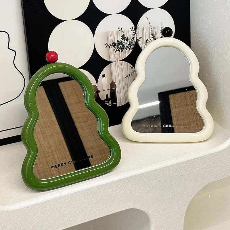 

Mini Portable Mirror Sticker Irregular Makeup White Creative Mirror Aesthetic Design Espelho Decorativo Home Accessories