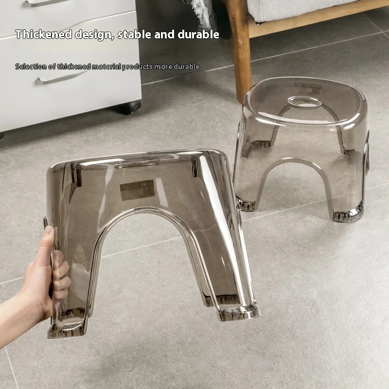 

Small Thickened Household Sundries Low Stool Living Room Coffee Table Children's Shoe Changing Bench Transparent Plastic Chair