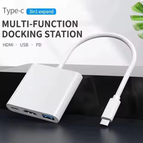 Conversor USB C para HDMI 4K, Adaptador de Cabo 3 em 1 para Samsung, Huawei, Mac, NS, Compatível com USB 3.1 Tipo C e USB 3.0