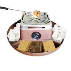 Elektryczna maszyna do robienia s'mores w pomieszczeniach - zestaw Smores z patyczkami do pieczenia marshmallow i 4-komorowymi tacami