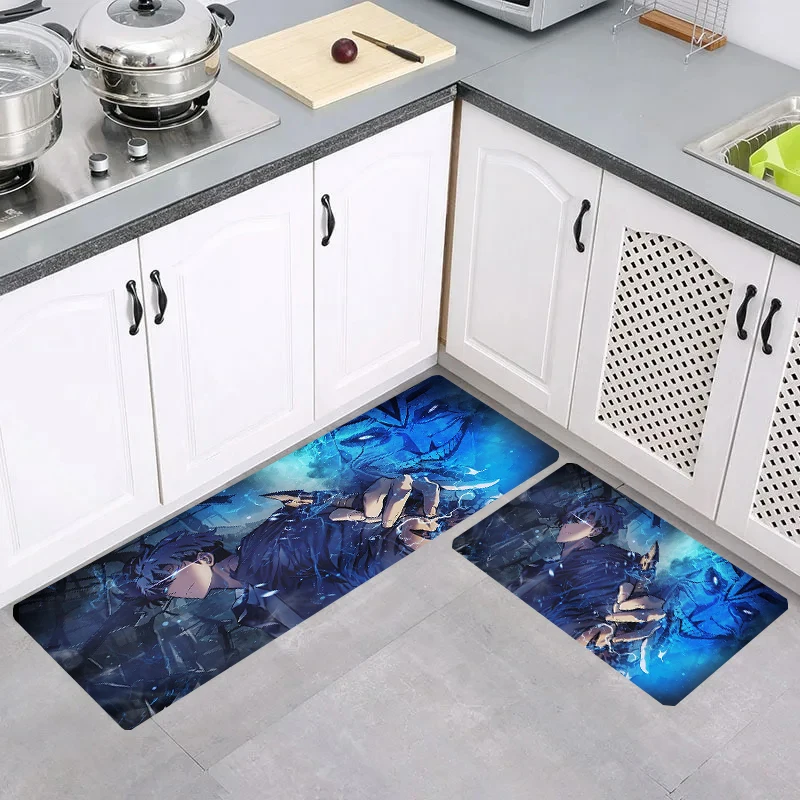 Floor Mat Solo Leveling Anime Rugs Balcony Aesthetic Room Decoration Doormat Entrance Door Home Carpets Kitchen Carpet Foot Rug