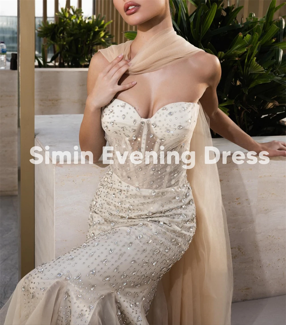 Simin Women's Customized Strapless Mermaid Beaded Evening Dresses Sleeveless With Ribbons Floor-Length Elegant Dresses 2025