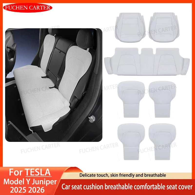 

Ventilation Leather Seat Cover For Tesla NEW ModelY Juniper 2025 2026 Cushion Breathability Comfortable Seat Lnterior Accessorie