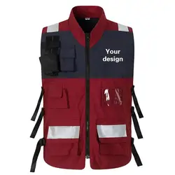 Hospital Emergency Vest Secure Multiple Pockets Stripe Walkie-talkie Multiple Pockets Multi-function Print Logo