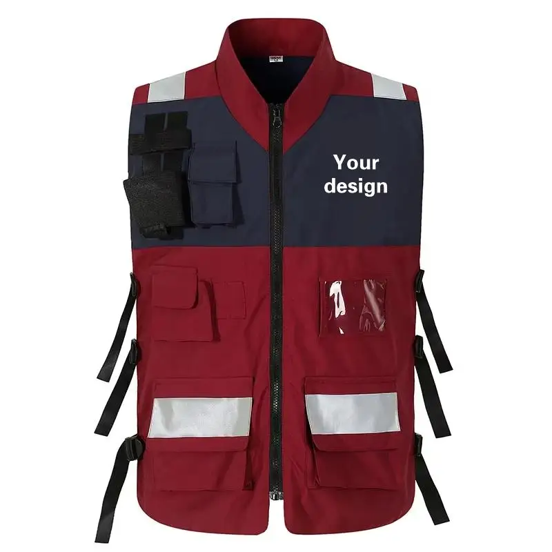 Hospital Emergency Vest Secure Multiple Pockets Stripe Walkie-talkie Multiple Pockets Multi-function Print Logo