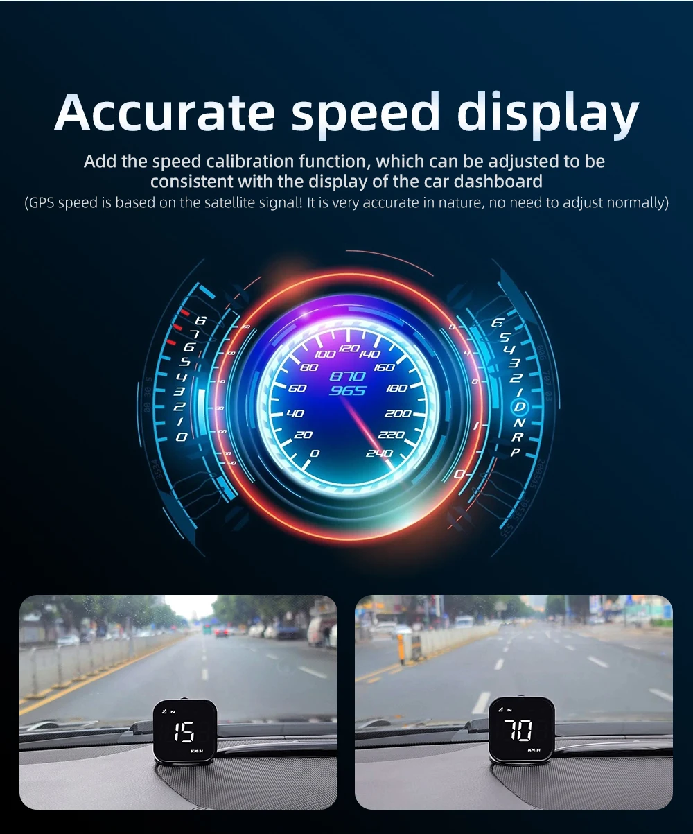 Auto-GPS-Head-Up-Display, LED-Smart-Digitaltacho, Fahrzeuggeschwindigkeitsanzeige G4S HUD, Autozubehör für alle Fahrzeuge mit Geschwindigkeitswarnung – Detail 13