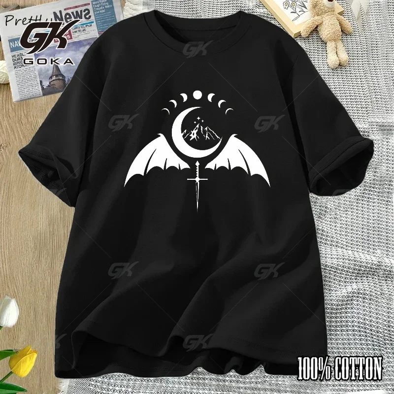 Velaris Moon T-shirts Women Bat Boy Wings ACOTAR Tshirt Night Court Bookish Merch Tee Shirt Sarah J Maas Tops Streetwear