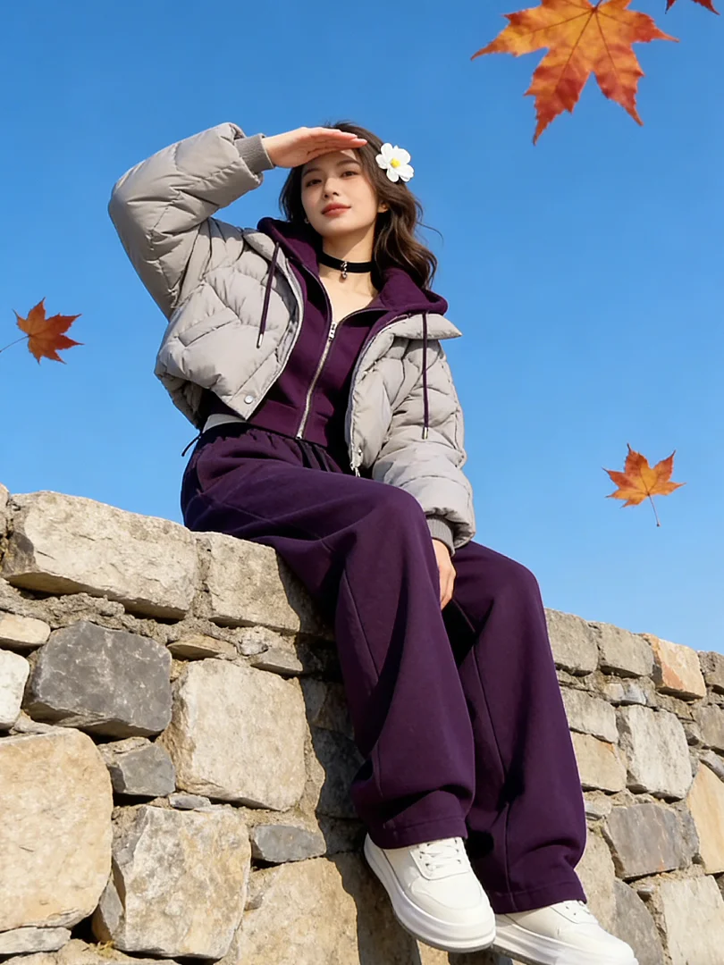 

Хлопковая куртка Sli ort 2025: Модная корейская теплая зимняя куртка с капюшоном, на молнии, свободного кроя...