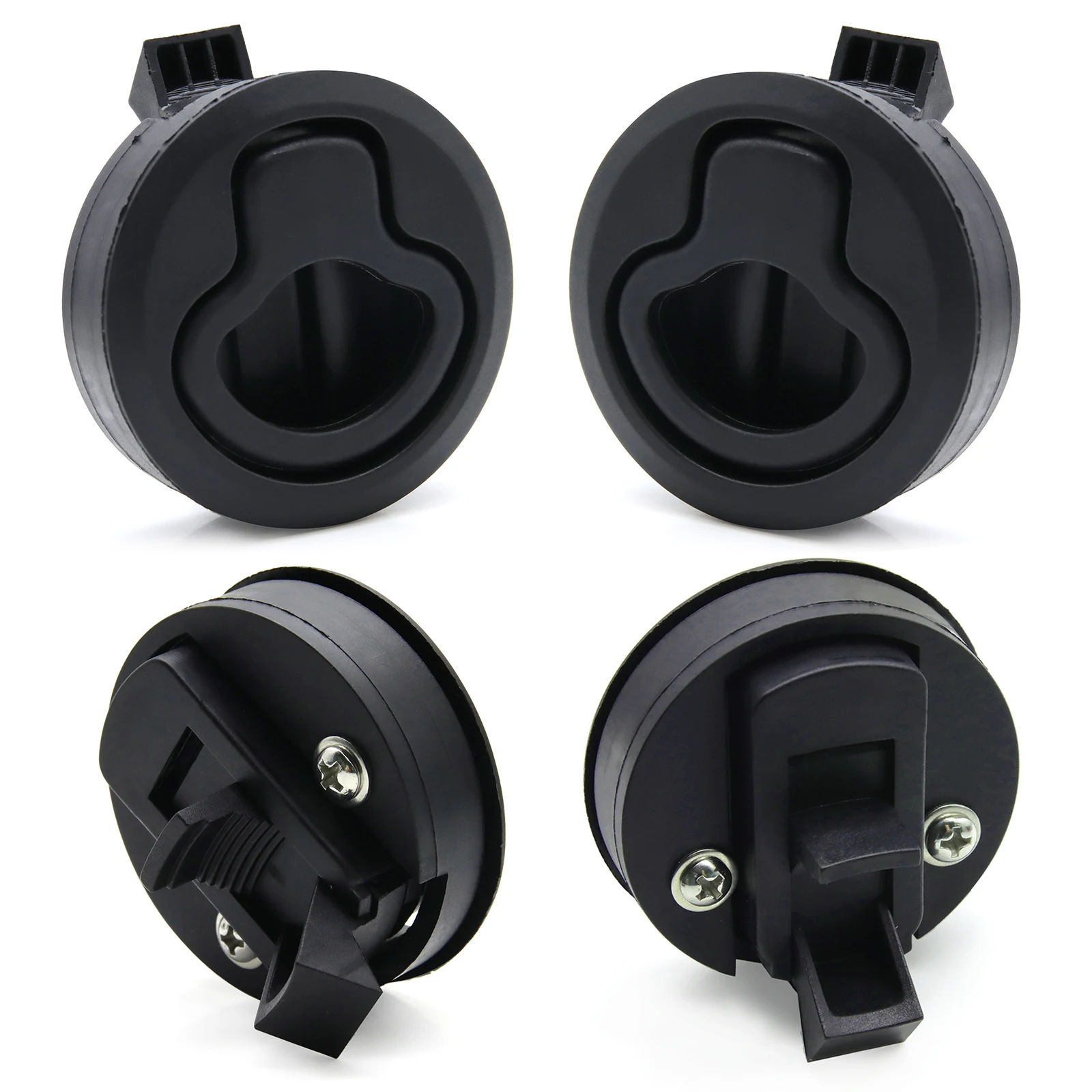 2/4/6/10PCS Plastic Marine Boat Round Deck Lock Flush Pull Slam Latches Lift Ring Handle RV Boat Yacht Hatch Door Lock