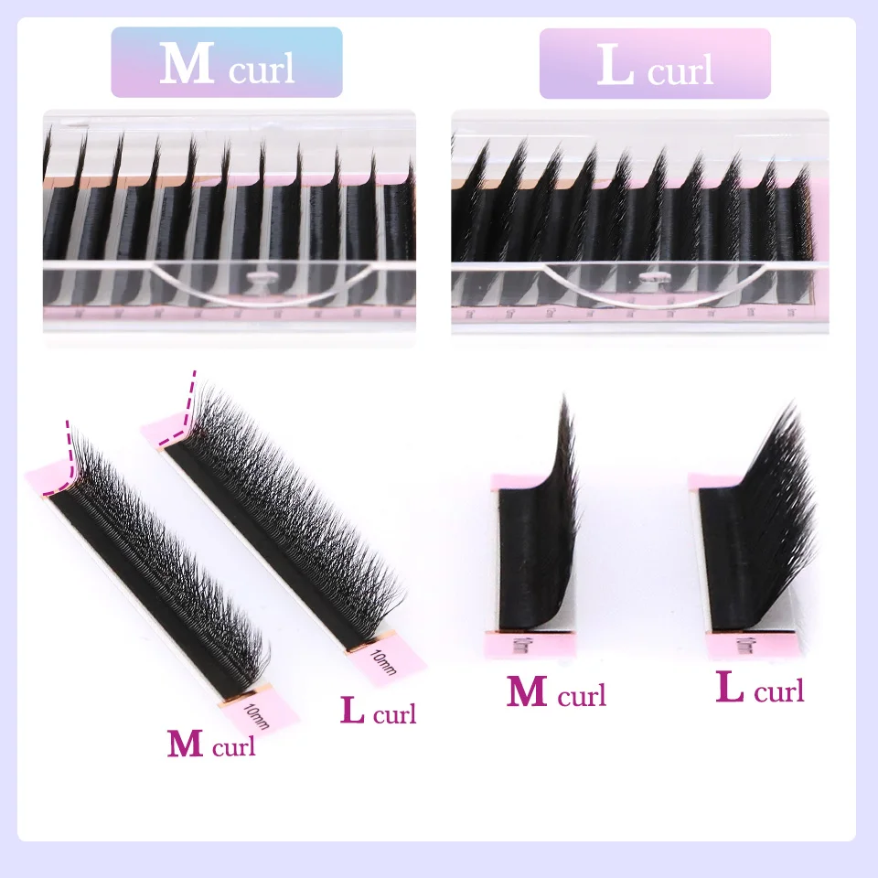 AGUUD W Lashes Extension L LU(M) Curl Mink 3D 4D W-รูปปริมาณพัดลม Bloom Lash อัตโนมัติดอกขนตา