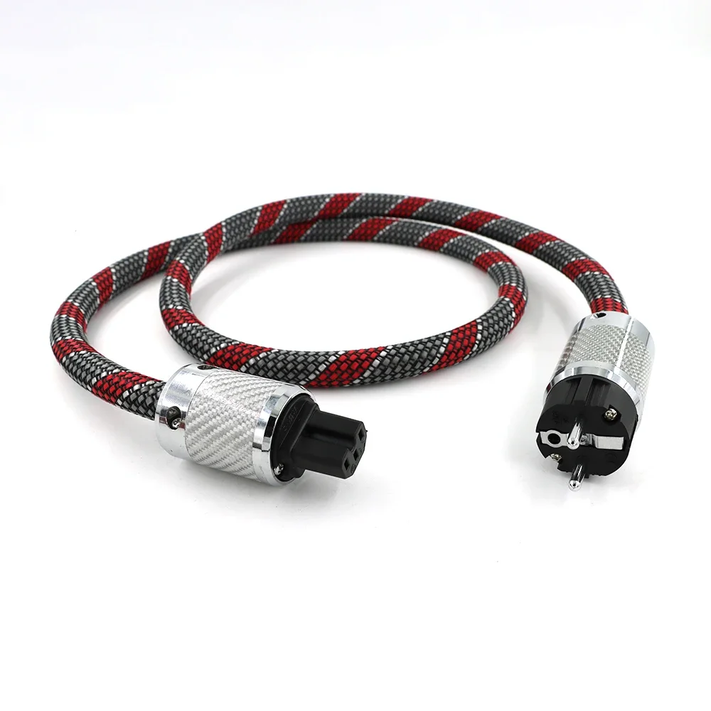 High Quality  Silver Plated Schuko Mains Power Cable AC Extension Cord HIFI Audio Grade
