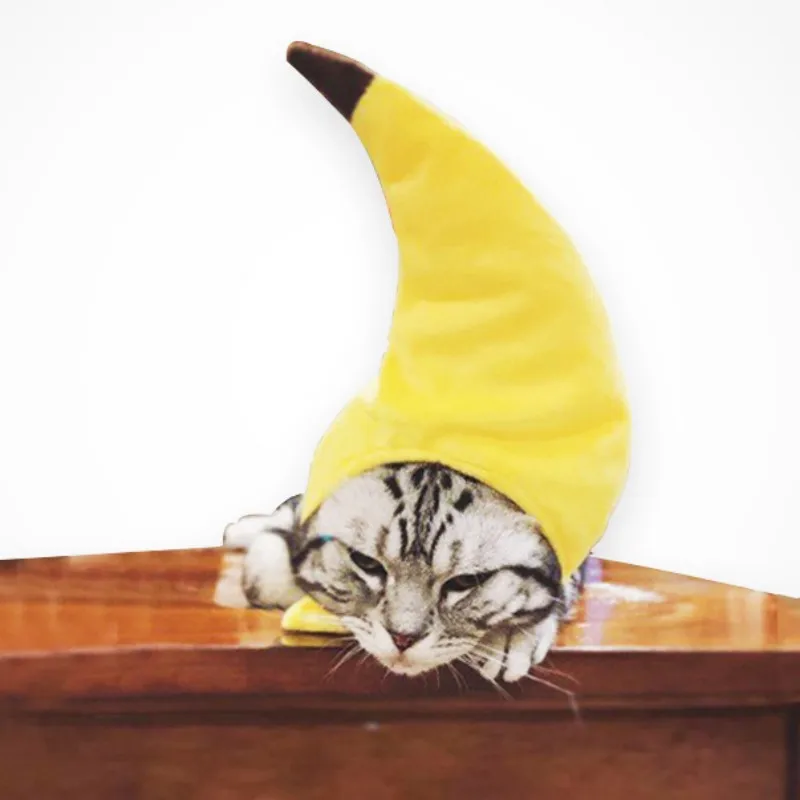 Funny Cute Pet Cat Costume Banana Cap Hat For Cat Dog Halloween Christmas Clothes Fancy Dress Party Pet Clothes