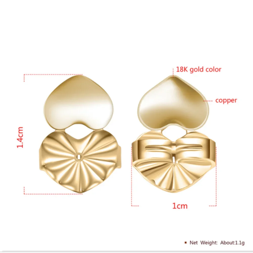 女性のための金と銀の銅のイヤリング,バタフライクラスプ,ハート,愛,新しいファッション,ジュエリーアクセサリー