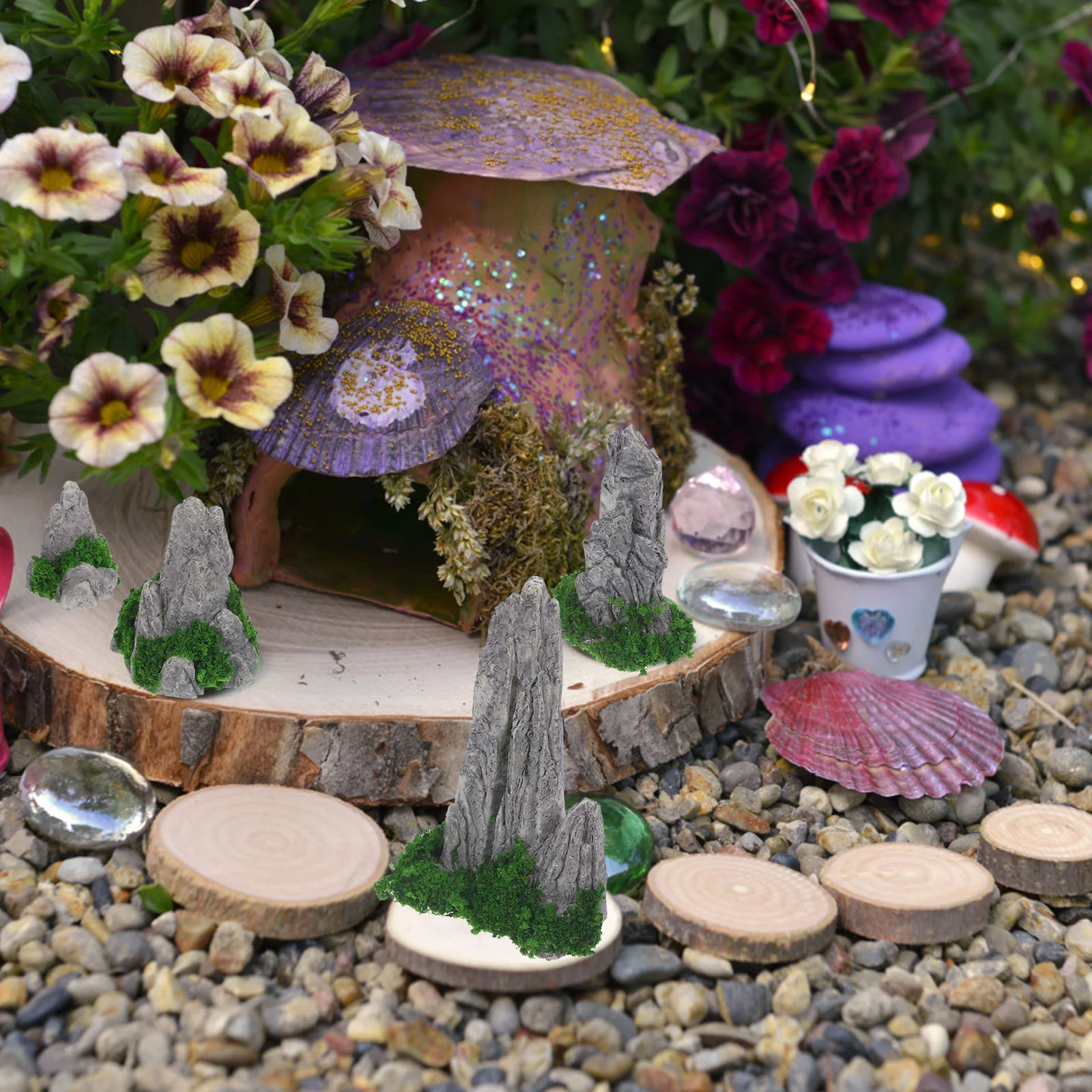 8 Pcs Terrarium Simulated Rockery Ornaments Landscape Mountain Tool Micro Garden Decoration Bonsai Landscaping Flowerpot