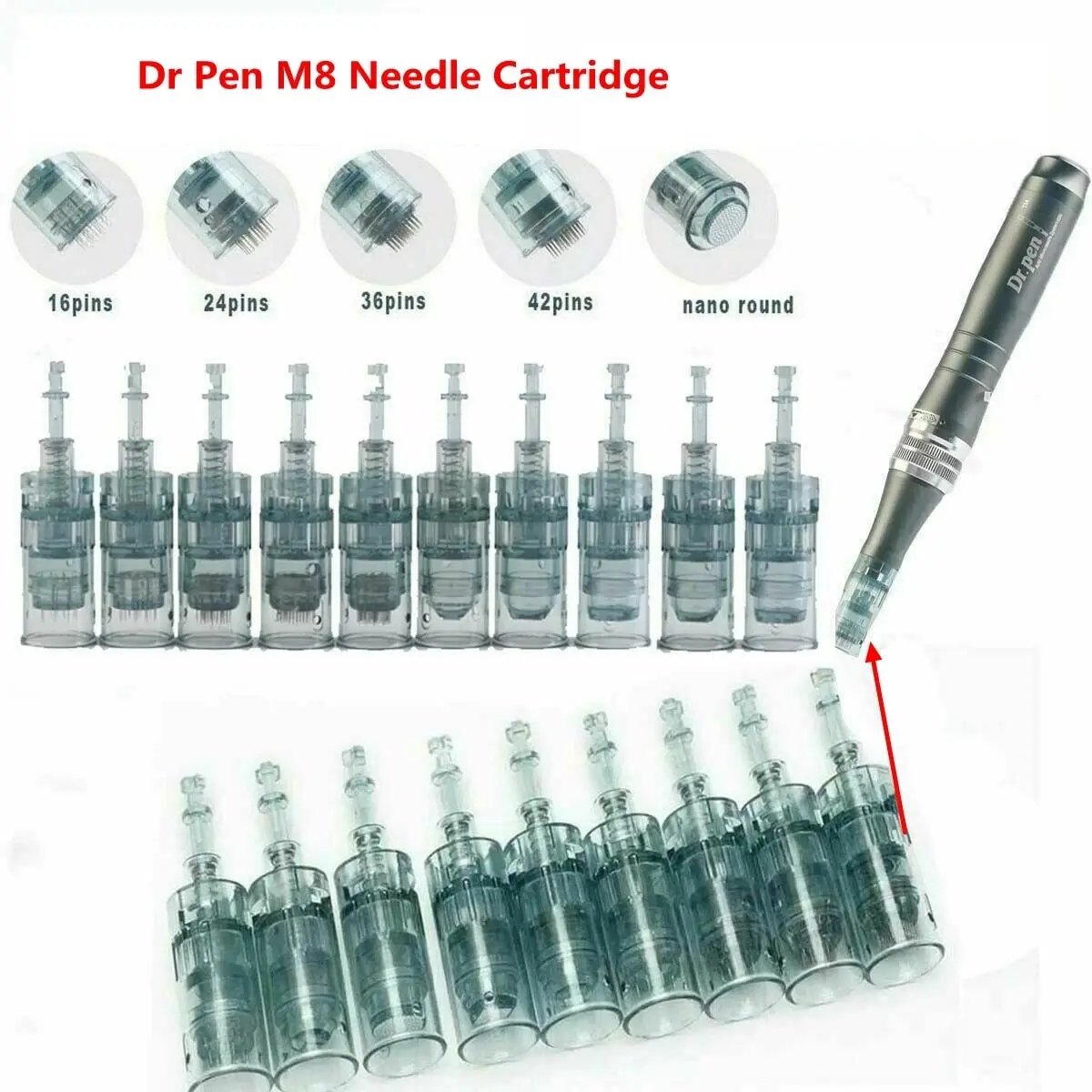 Dr Pen Ultima M8 Cartridges Microneedle Replacement Needle Tip 16 24 36 42 Nano 3D 5D MTS Microneedling Kit Bayonet Derma Pen