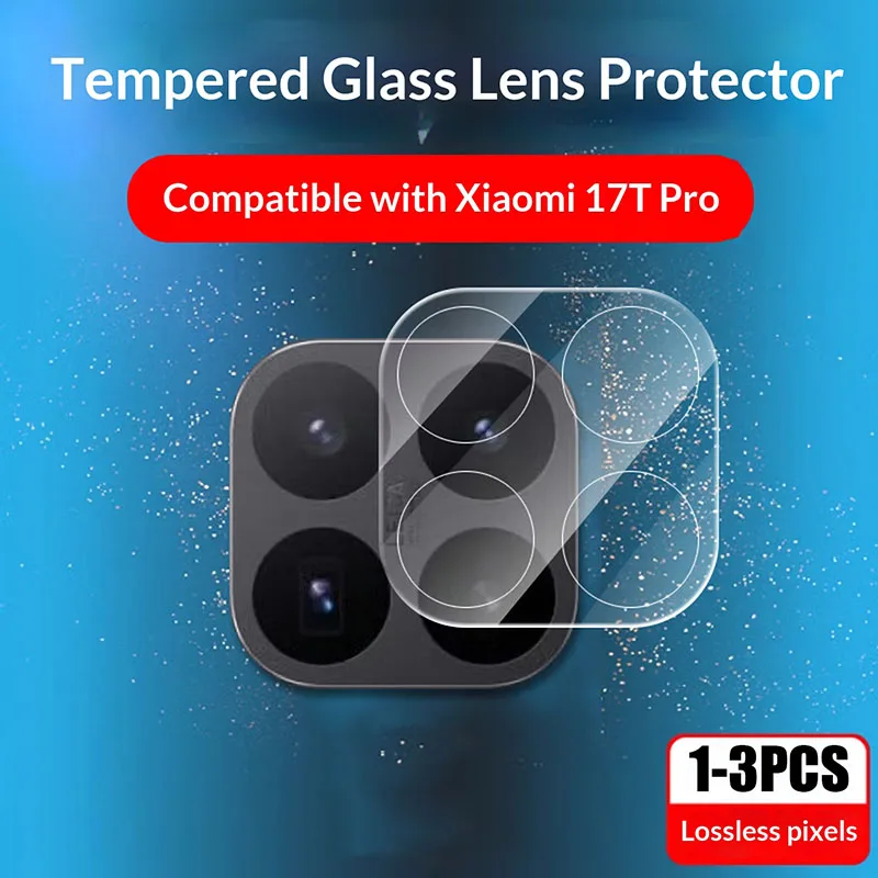 Protecteur d'écran en verre trempé pour appareil photo Xiaomi 17T Pro, 1 à 3 pièces, protecteur d'objectif transparent, facile à installer