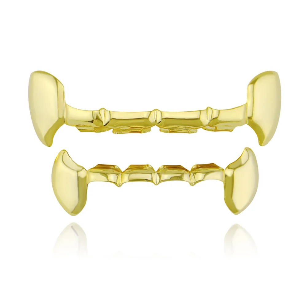 Teeth Grillz For Men Women Gold Silver Color Vampire Fang Grills On Teeth Cosplay Party Teeth Caps Rapper Body Jewelry