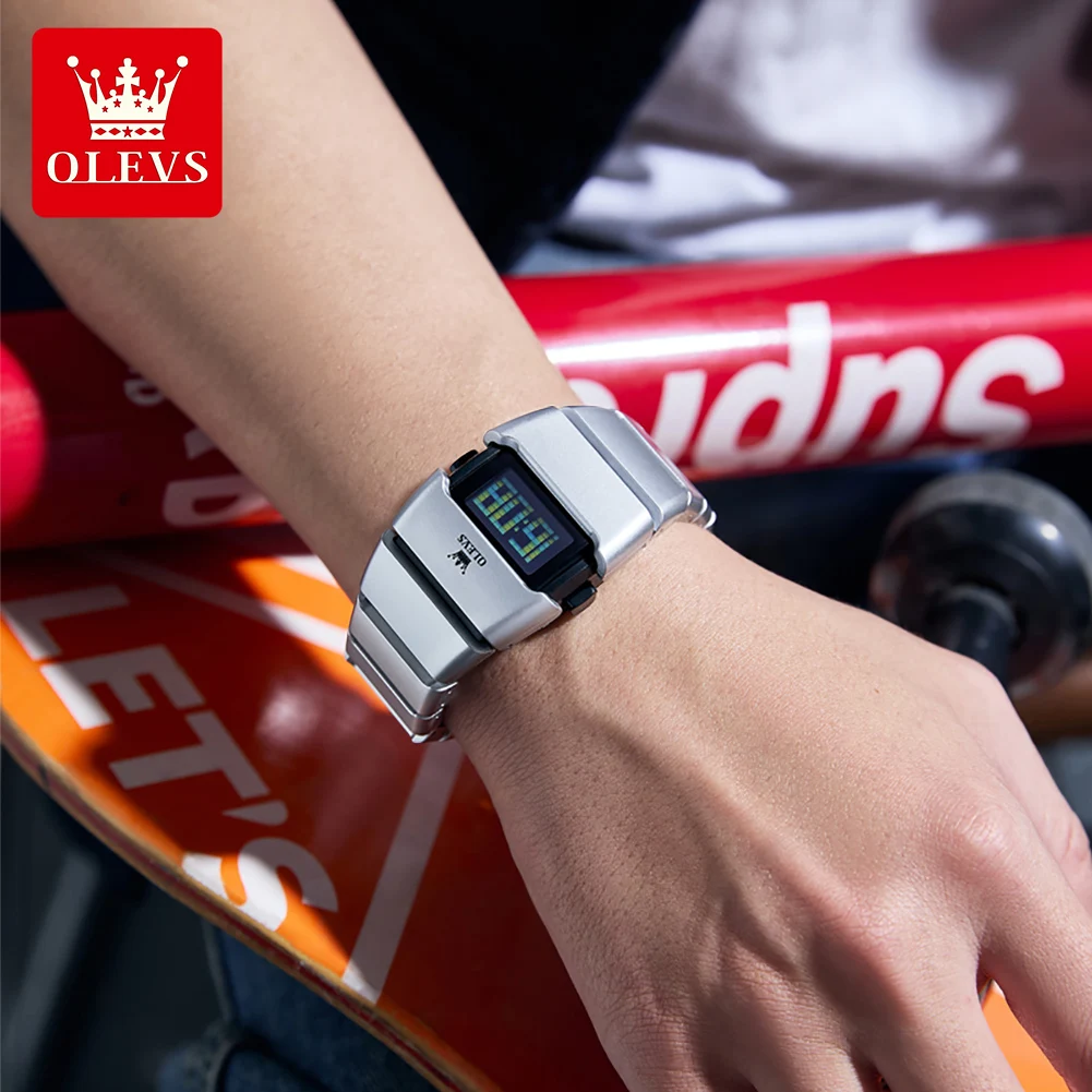 OLEVS 1112 Digital Watch Stylish Classic Original Electronic Movement LED Night Light Alarm Clock Stopwatch Function Watch