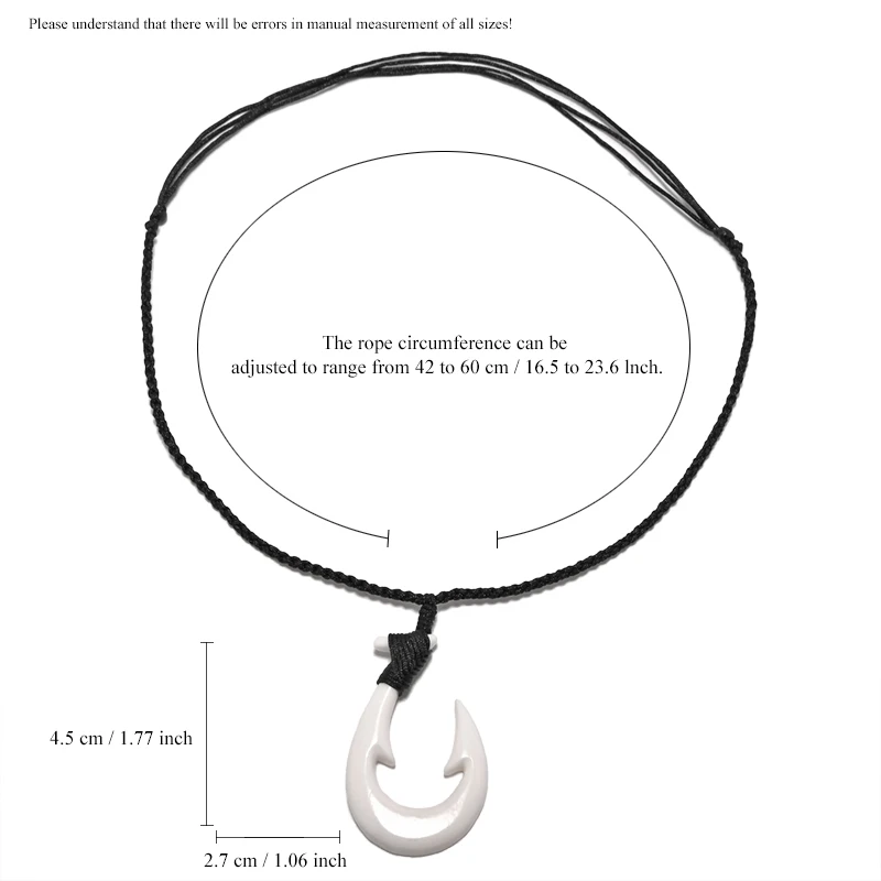 1PC Hawaii Surfer Schmuck handgemachte geschnitzte Yak Knochen Fisch Haken Anhänger Neuseeland Maori Tribal Halsband Damen Herren Halskette – Detail 12