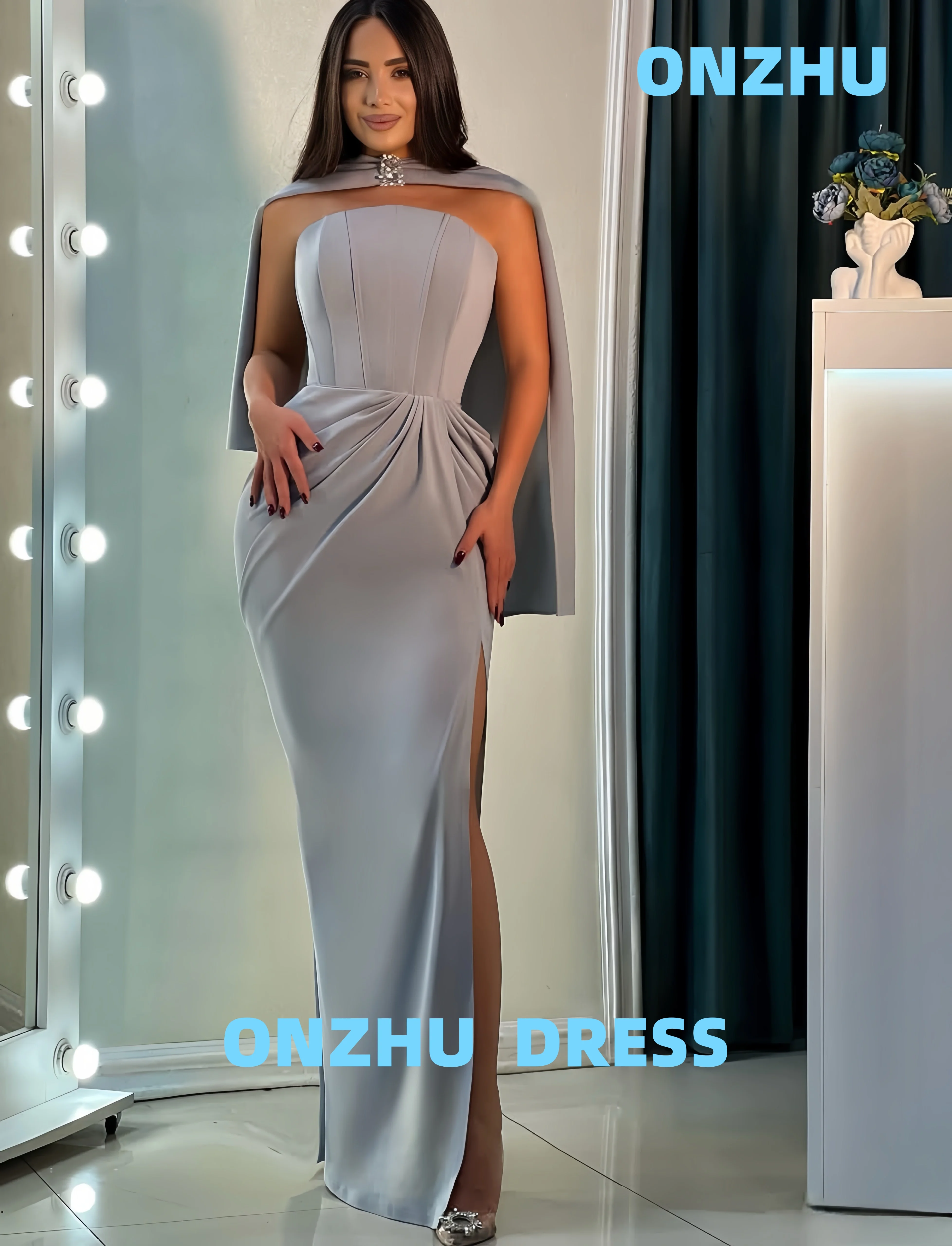 

Customized strapless long sleeves mermaid elegance amanda 's novias luxurious evening dresses women evening dress