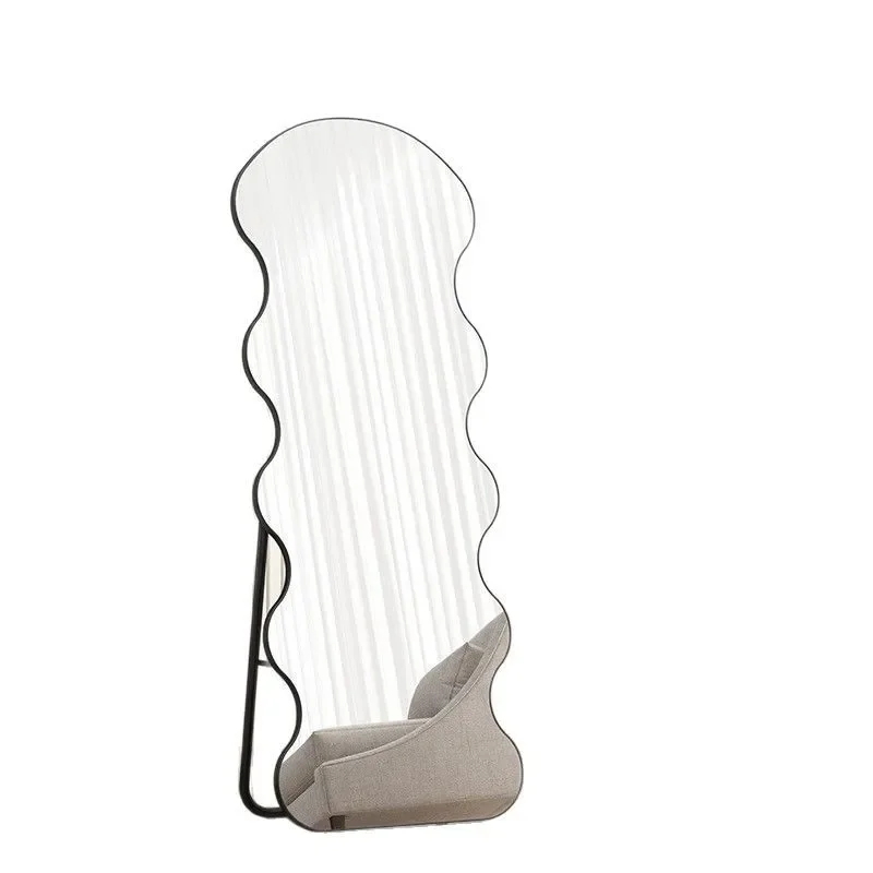 for Special Shaped Mirror Wavy Full Length Mirror Home Floor Standing Mirror for Girls Bedroom Ins Style Decor view 5