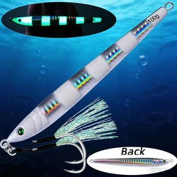 1pcs Slower Long Metal Jig Fishing Lure With Hook Slow Cast Jigging Spoon  60G 80G 100G Artificial Shore Metal Bait Sea Tackle