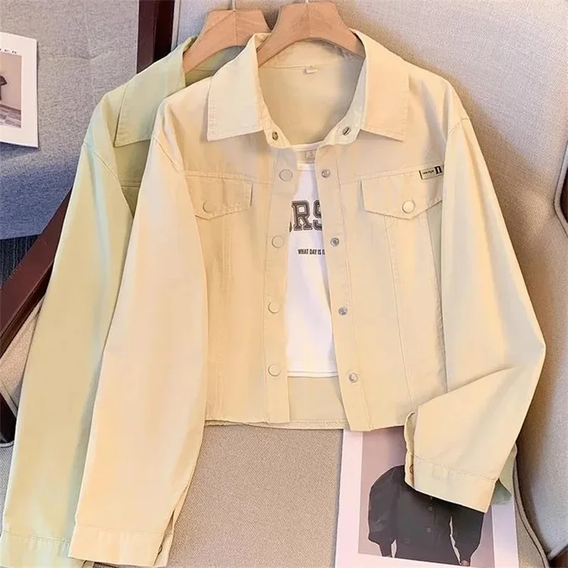 2024 Little Fresh Female Solid Color Cardigan Shirt Tops Coat Spring salt Series Versatile Long Sleeved Cardigan Blouse Jacket