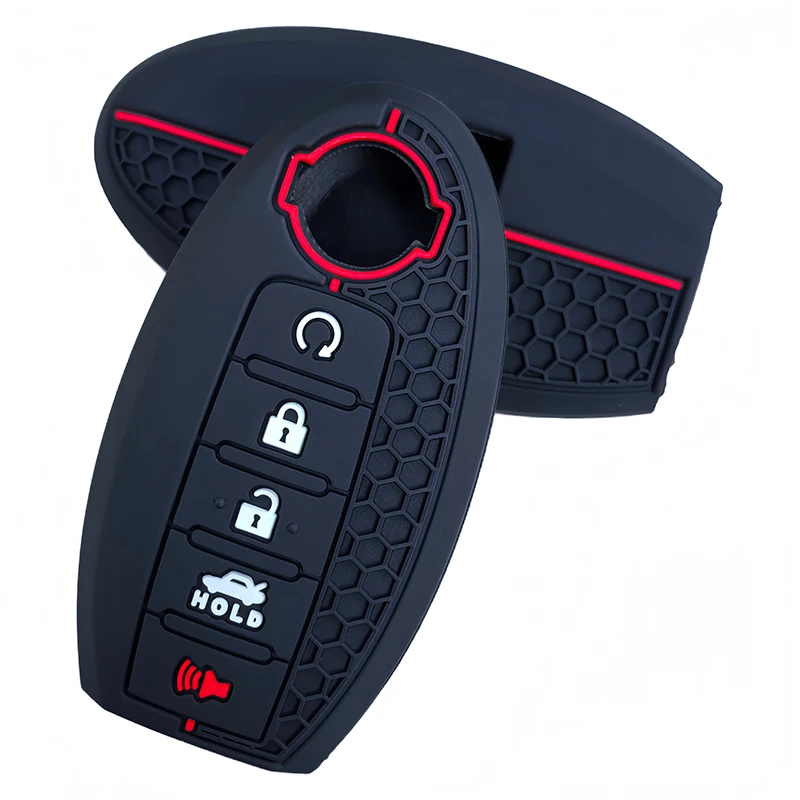 Key Fob Case Silicone Remote Cover 5keys Fit for Nissan 2019 Altima SL FWD Maxima Kicks SR Murano Pathfinder ARMADA Patrol
